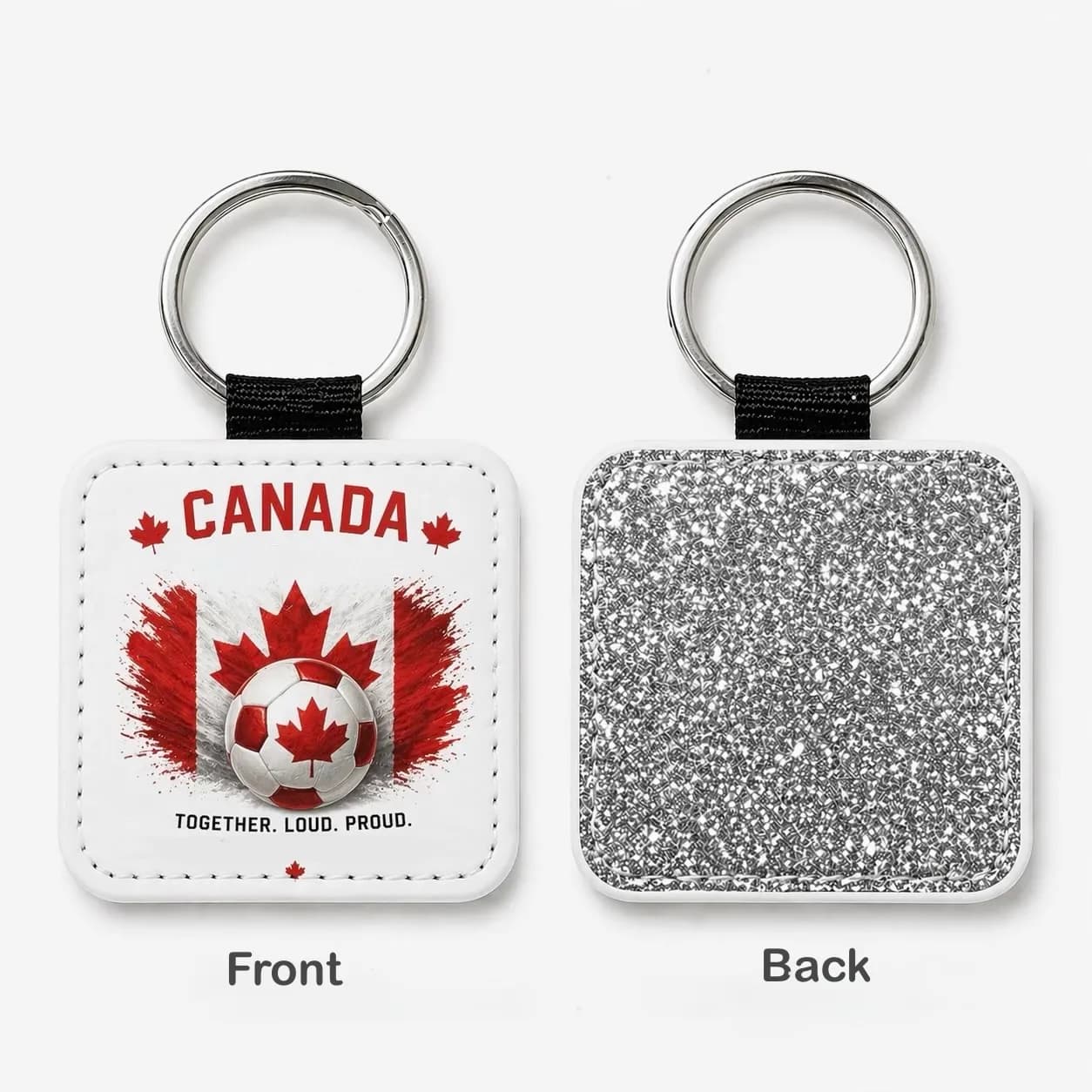 Canada Soccer Team Glitter PU Leather Keychain